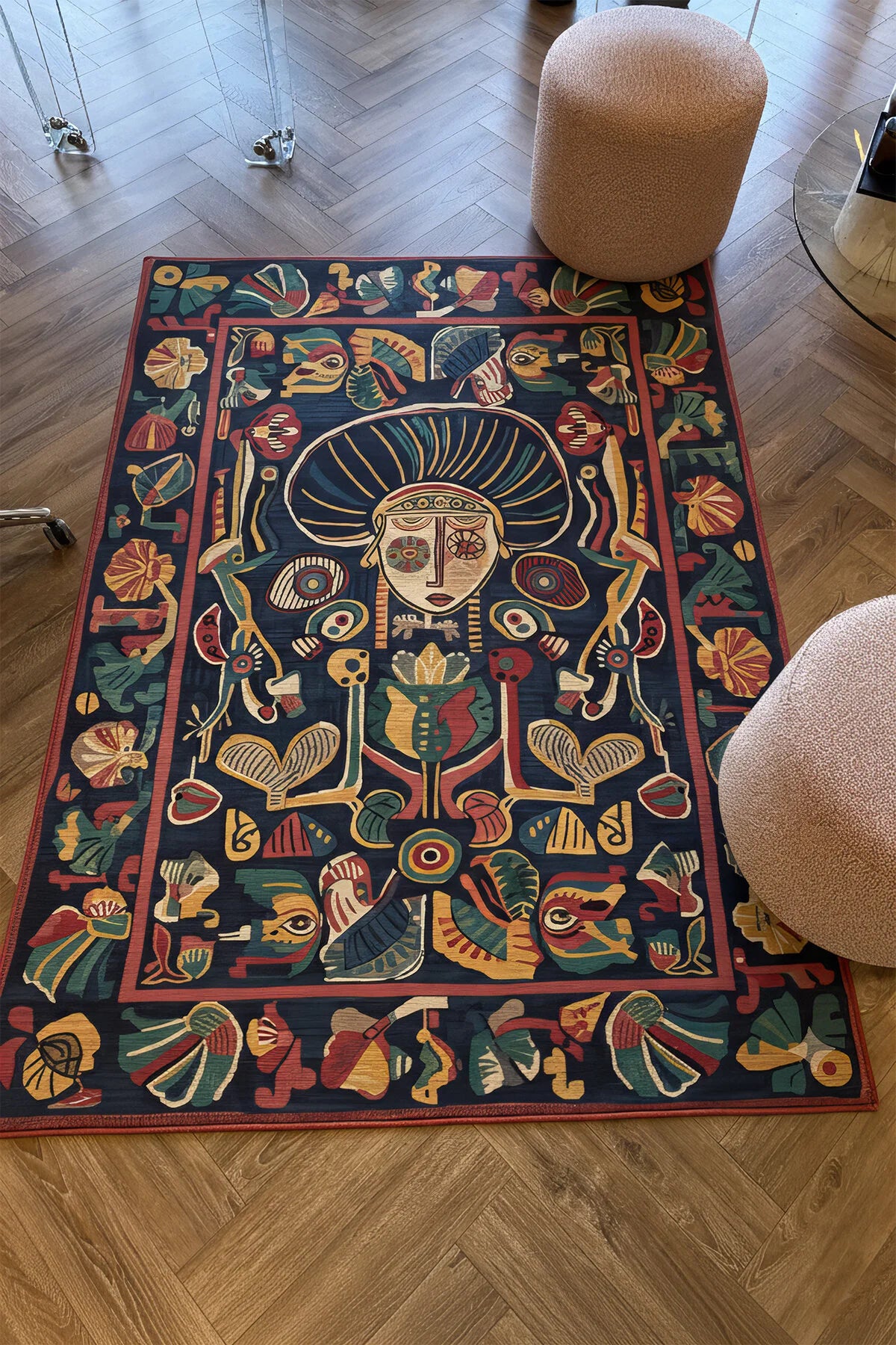 Allure 105 Soyut Renkli Tasarım Halı Modern Bohem Halı Salon Koridor Mutfak Oturma Odası Ev Halısı