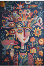 Auro 302 Çok Renkli Yüz Soyut Denizaltı Tasarım Modern Yıkanabilir Halı Koridor Hol Oda Ev Halısı