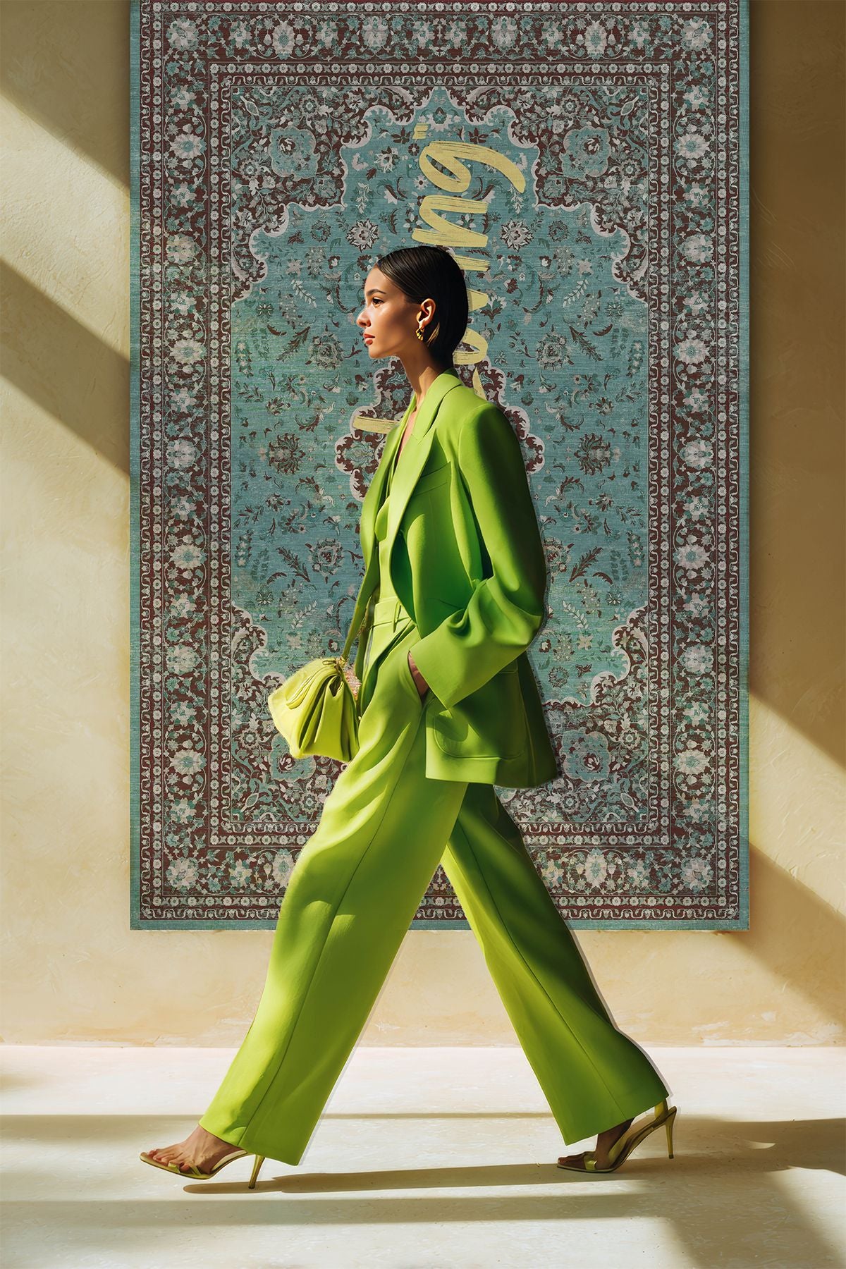 Lucca 400 Turkuaz Mavi Vintage Halı Eskitme Modern Yazılı Halı Ince Kilim Halı Ev Oda Salon Halısı