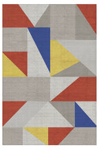 Arline 03 Modern Geometrik Tasarım Renkli Şönil Dokuma Taban İnce Yıkanabilir Ev Oda Salon Halısı (Kopya)