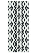Artdeco Siyah Beyaz Şık Geometrik Desenli Yıkanabilir İnce Dijital Baskı Şönil Salon Koridor Halısı