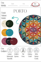 Porto 75 Renkli Geometrik Soyut Sanatsal Tasarım Yuvarlak Balkon Halısı Antre Halısı Mutfak Halısı