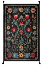 Karaköy 503 Siyah Floral Vintage Halı | Yıkanabilir Püsküllü Salon ve Yolluk Halısı