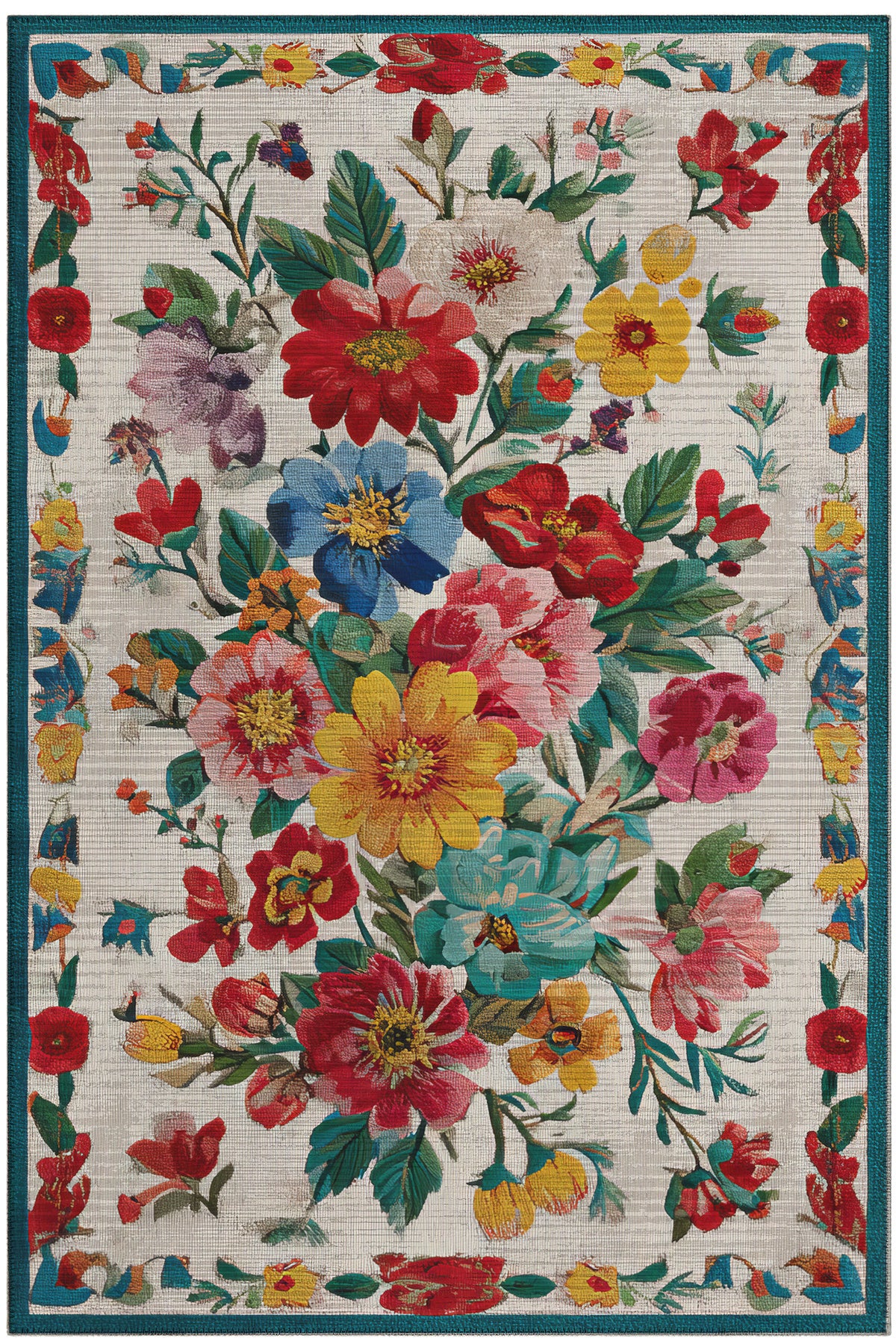 Fiora 200 Renkli Çiçekli Halı Modern Yıkanabilir Halı İnce Kilim Halı Hol Yolluk Ev Oda Salon Halısı