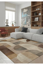 Forma 600 Pastel Renkli Geometrik Desenli Halı Yıkanabilir Modern Dekoratif Salon Ev Oda Halısı