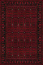 Haliç 301 Bordo Siyah Afgan Desenli Vintage Etnik Salon Halısı Oturma Odası İnce Hol Ev Oda Halısı