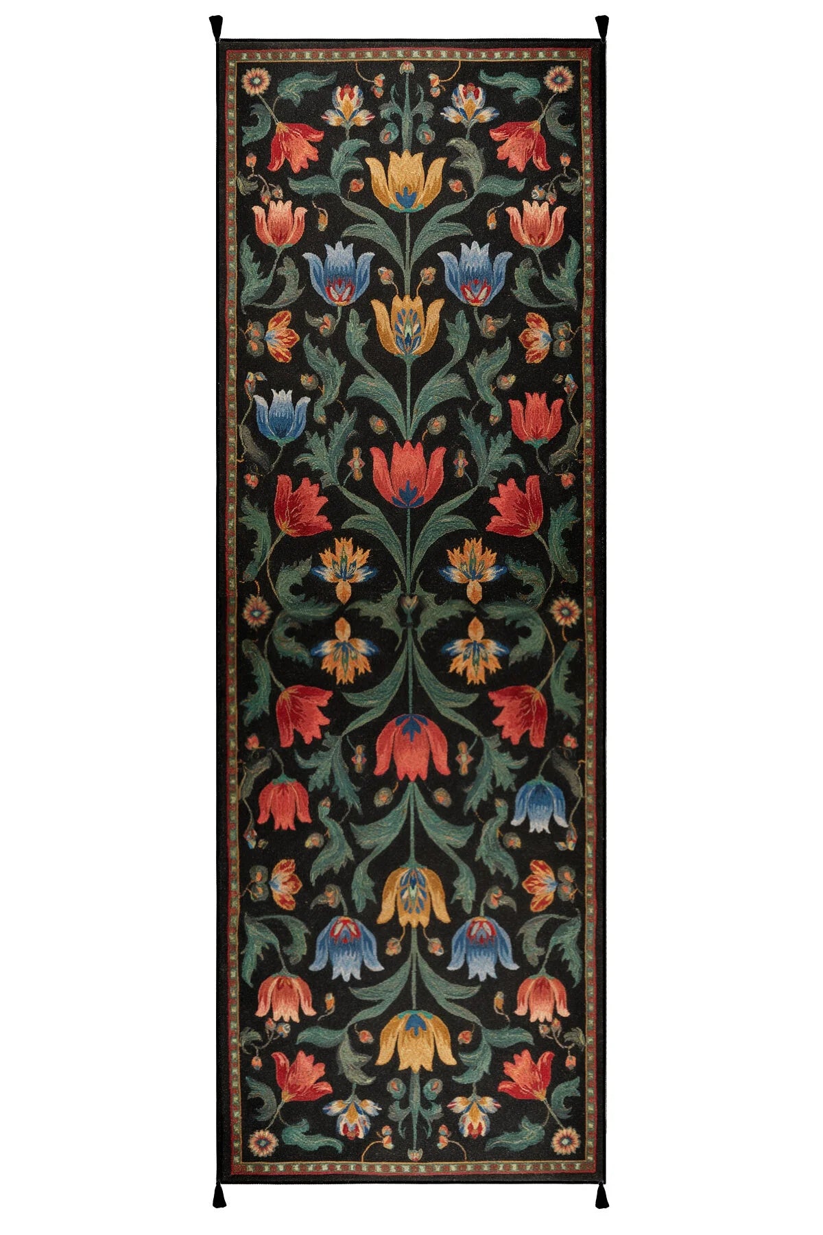 Karaköy 502 Vintage Siyah Desen Etnik Motifli Yıkanabilir Halı Salon Koridor Oturma Odası Ev Halısı