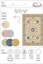 Âfitap 701 Pembe Krem Vintage Etnik Yıkanabilir İnce Halı Mutfak Ev Oda Salon Oturma Odası Halısı