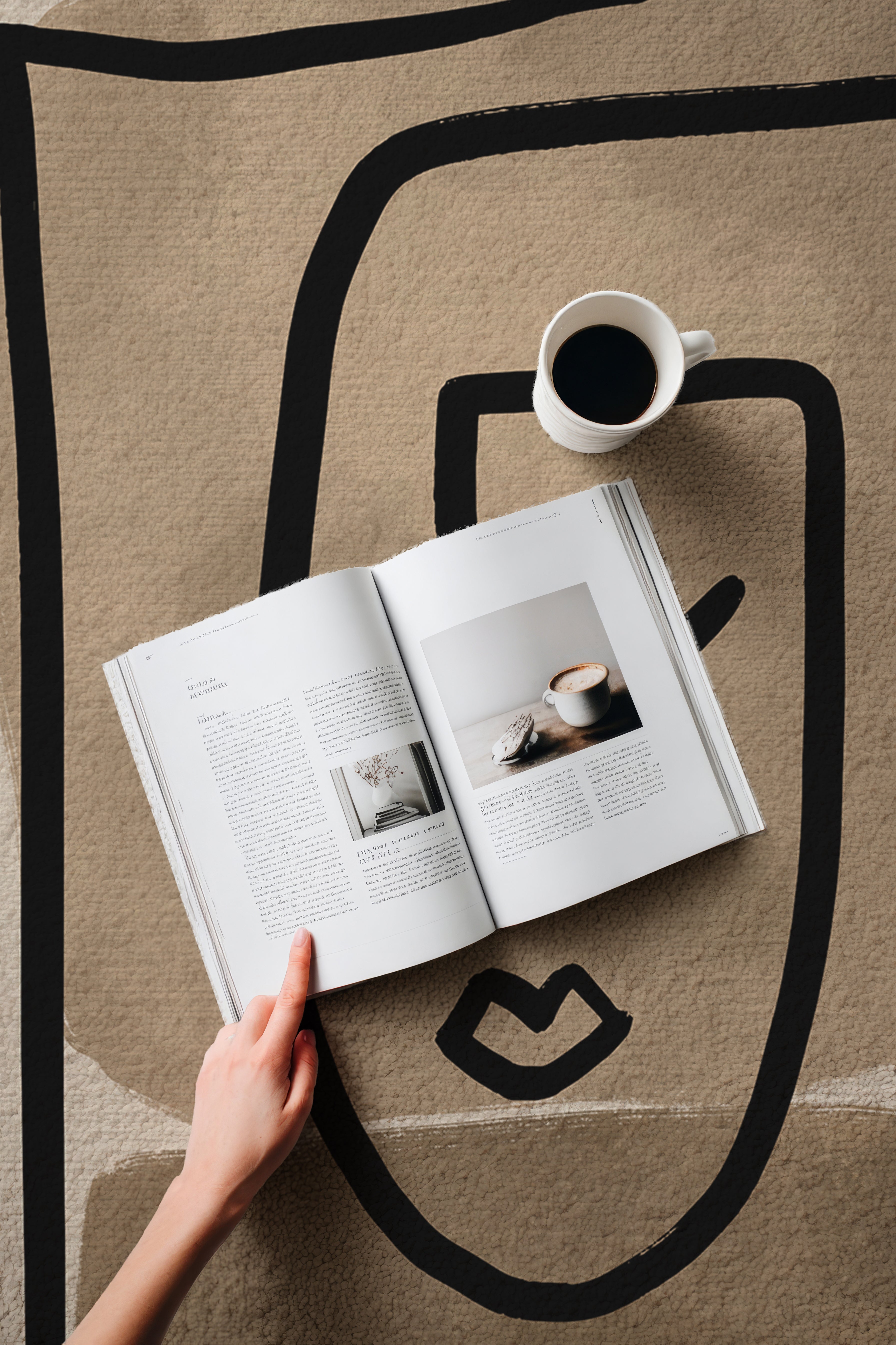 Allure 102 Siyah Bej Yüz Tasarım Halı Yıkanabilir Halı İnce Kilim Halı Oturma Odası Salon Halısı