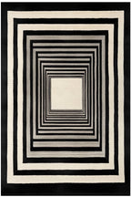 Allure 103 Siyah Bej Çizgili Tasarım Halı Yıkanabilir Halı İnce Kilim Halı Oturma Odası Salon Halısı