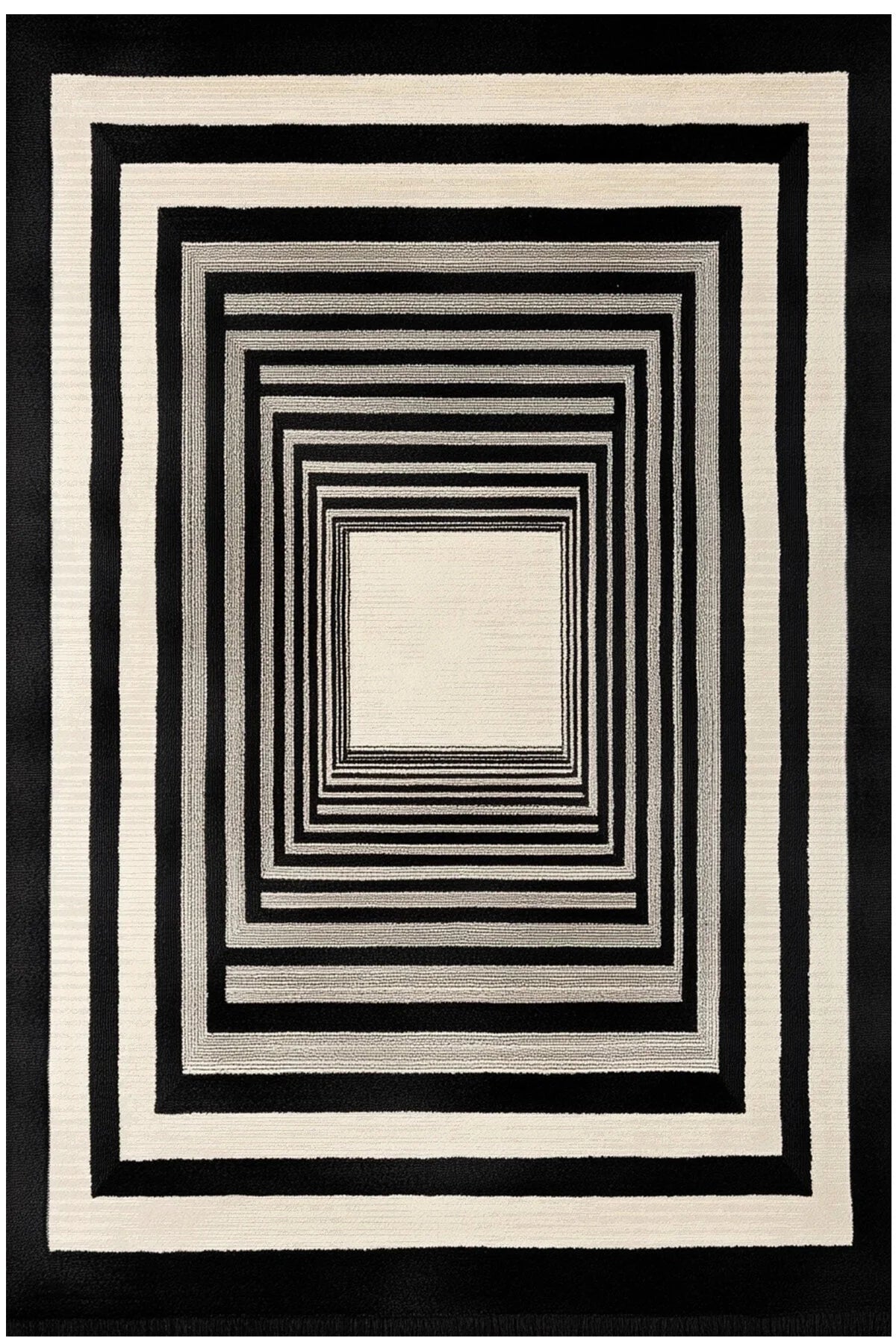 Allure 103 Siyah Bej Çizgili Tasarım Halı Yıkanabilir Halı İnce Kilim Halı Oturma Odası Salon Halısı