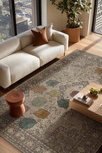 Haliç 303 Kahverengi Vintage Halı Tasarım Halı Yıkanabilir İnce Dokuma Salon Ev Oturma Odası Halısı