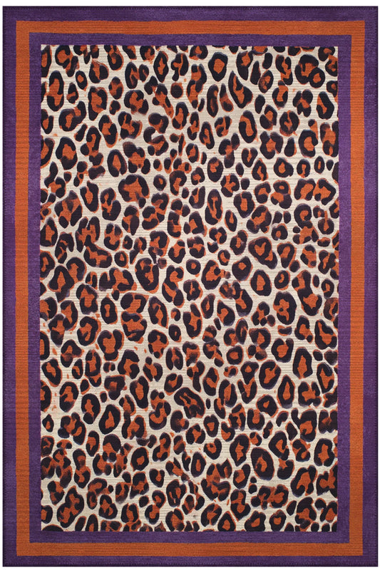 Safari Leopar Halı Mor Turuncu Halı Modern Halı İnce Halı Tasarım Halı Salon Halısı Koridor Halısı