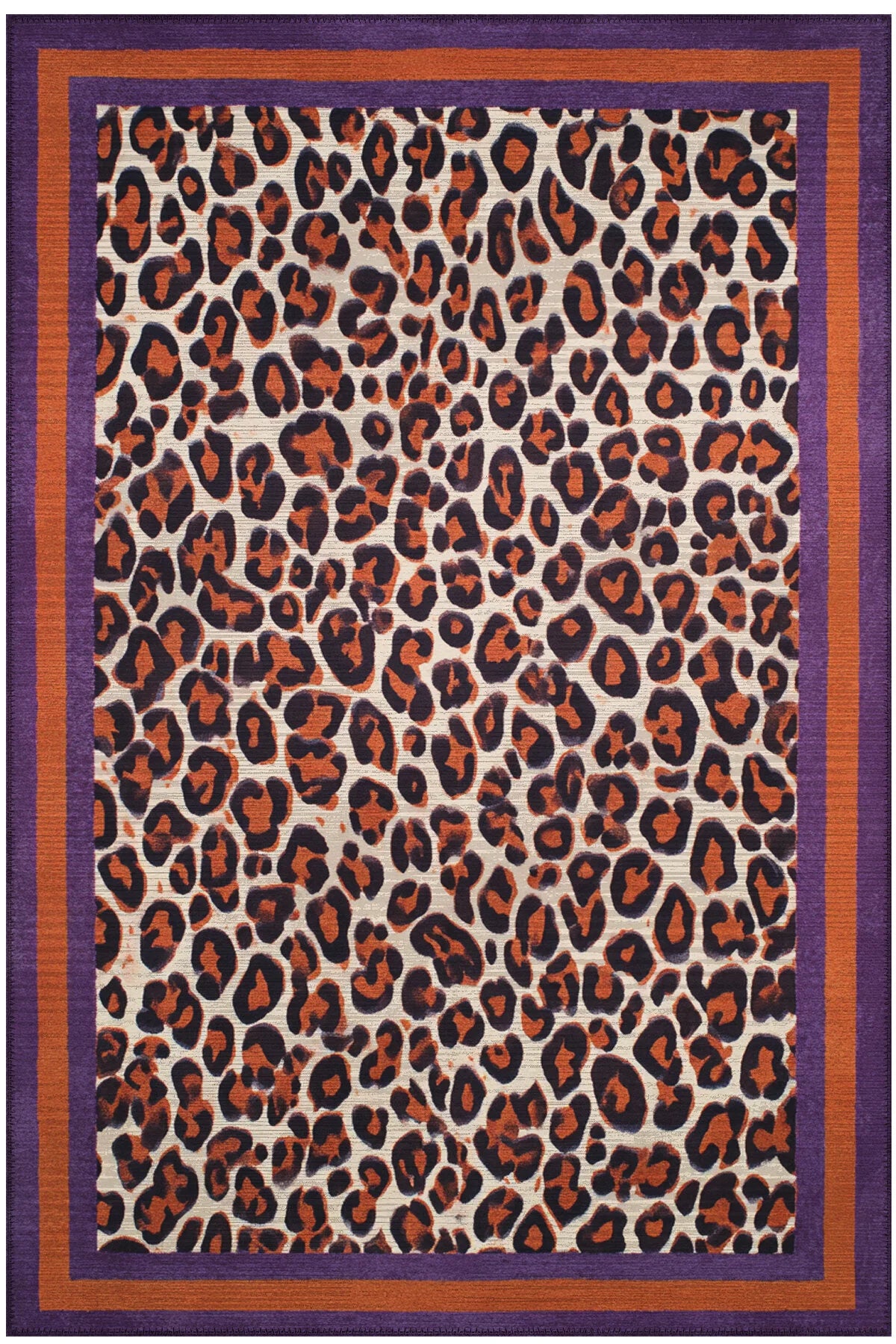 Safari Leopar Halı Mor Turuncu Halı Modern Halı İnce Halı Tasarım Halı Salon Halısı Koridor Halısı