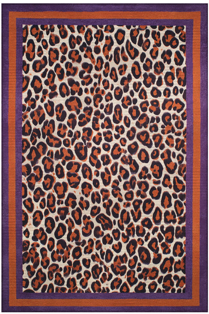 Safari Leopar Halı Mor Turuncu Halı Modern Halı İnce Halı Tasarım Halı Salon Halısı Koridor Halısı