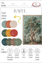 Rafel 901 Mavi Yeşil Ağaç Çiçekli Halı Yıkanabilir İnce Dokuma Yolluk Salon Oturma Odası Halısı