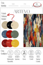 Artevo 01 Renkli Tasarım Modern Halı Salon Halısı Oturma Odası Yolluk İnce Yazlık Ev Oda Halısı
