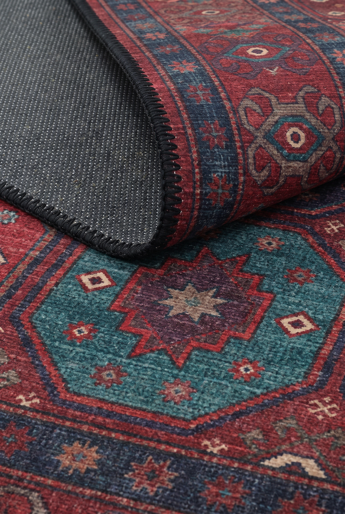 Arteluna Home Ayzen 10 Bordo Lacivert Yeşil Etnik Geometrik Desenli Vintage Halı
