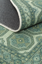Arteluna Home Ayzen 12 Yeşil Haki Etnik Geometrik Desenli Vintage Halı