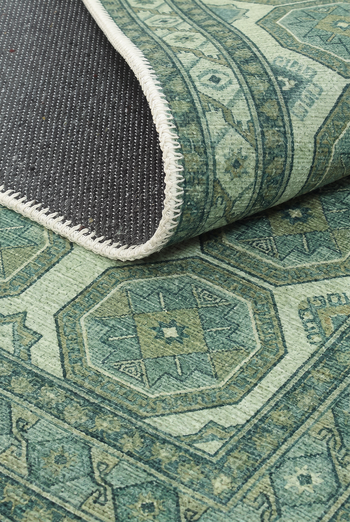 Arteluna Home Ayzen 12 Yeşil Haki Etnik Geometrik Desenli Vintage Halı