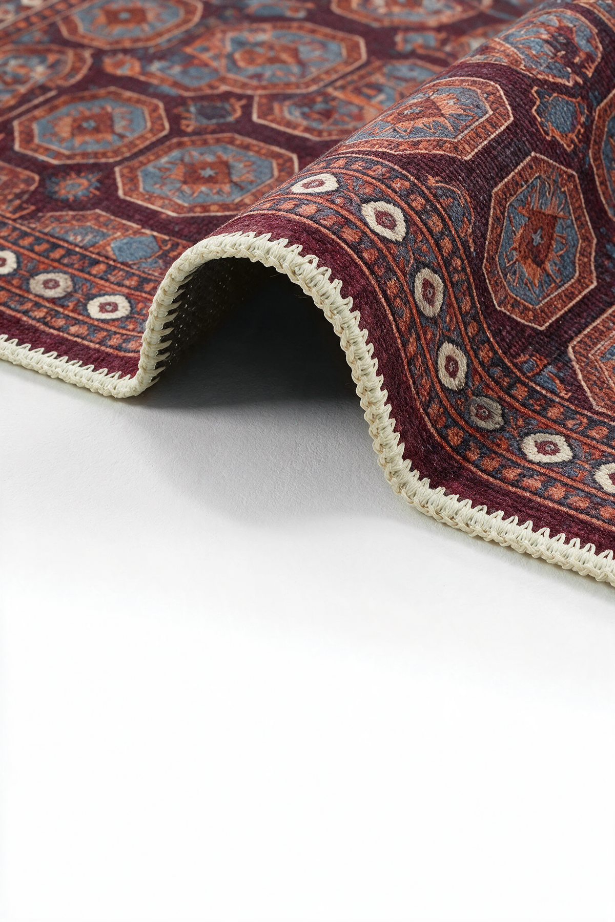 Arteluna Home Ayzen 14 Bordo Kiremit Etnik Yıldız Desenli Dikdörtgen Halı
