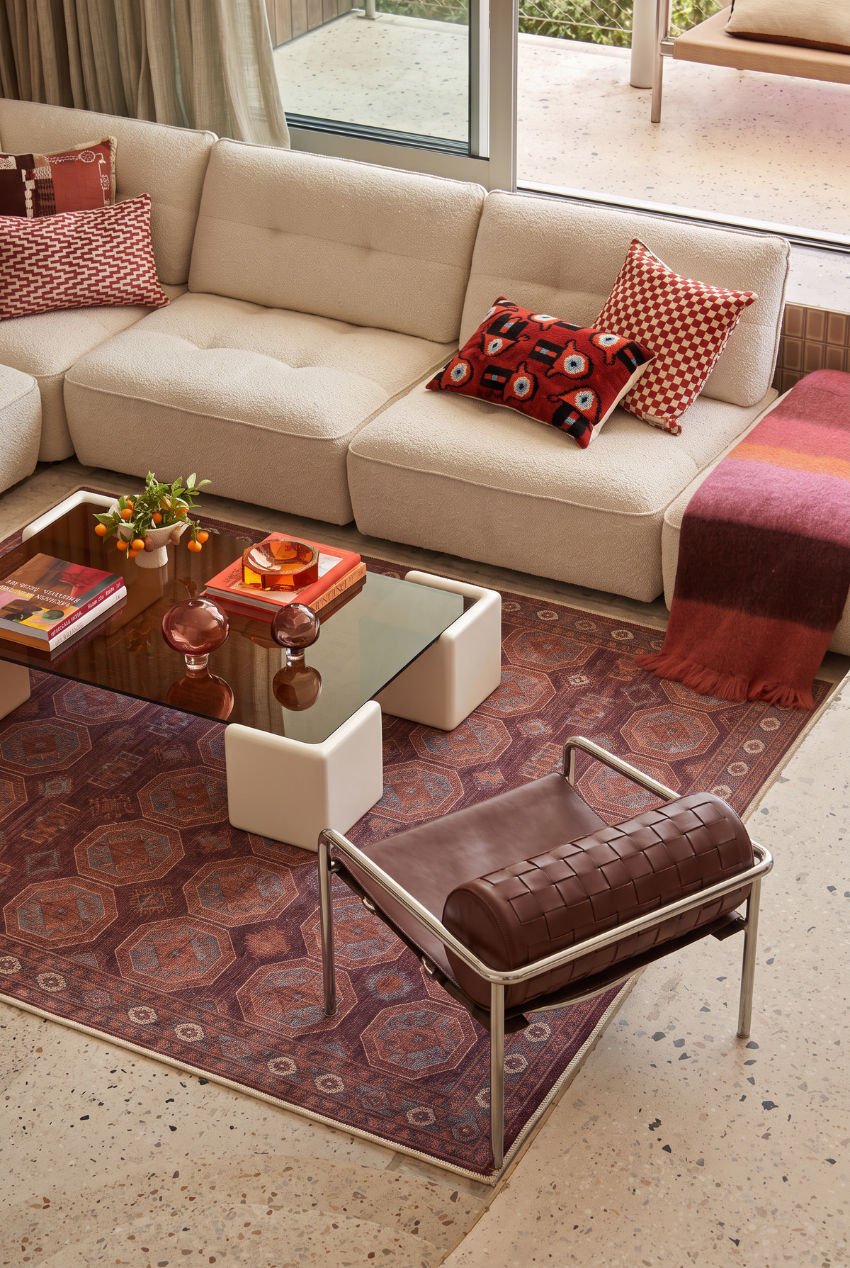 Arteluna Home Ayzen 14 Bordo Kiremit Etnik Yıldız Desenli Dikdörtgen Halı