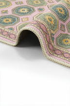 Arteluna Home Ayzen 15 Pembe Yeşil Sarı Etnik Geometrik Desenli Vintage Halı