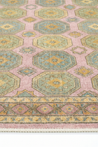 Arteluna Home Ayzen 15 Pembe Yeşil Sarı Etnik Geometrik Desenli Vintage Halı