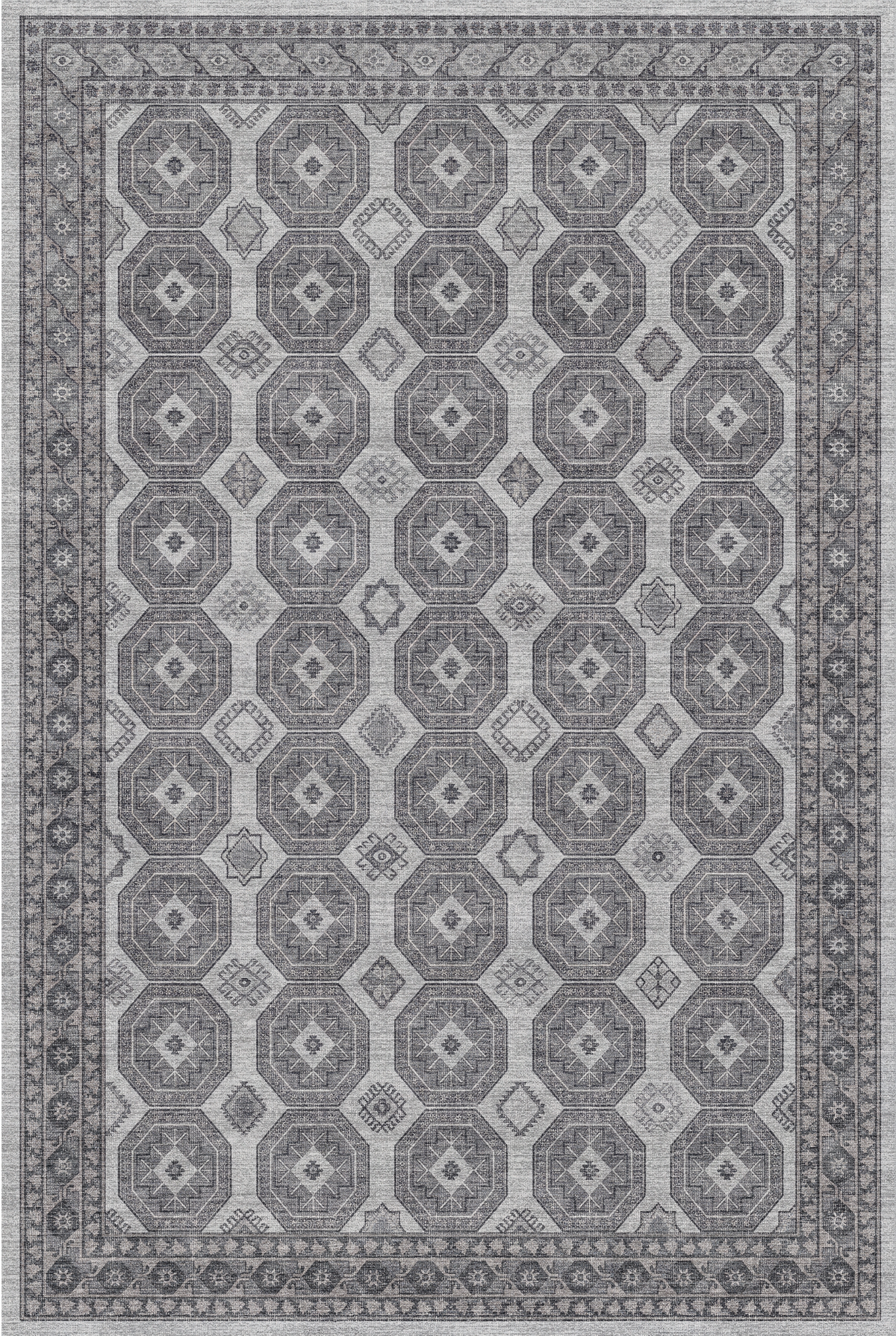 Arteluna Home Ayzen 16 Gri Antrasit Etnik Geometrik Desenli Vintage Halı