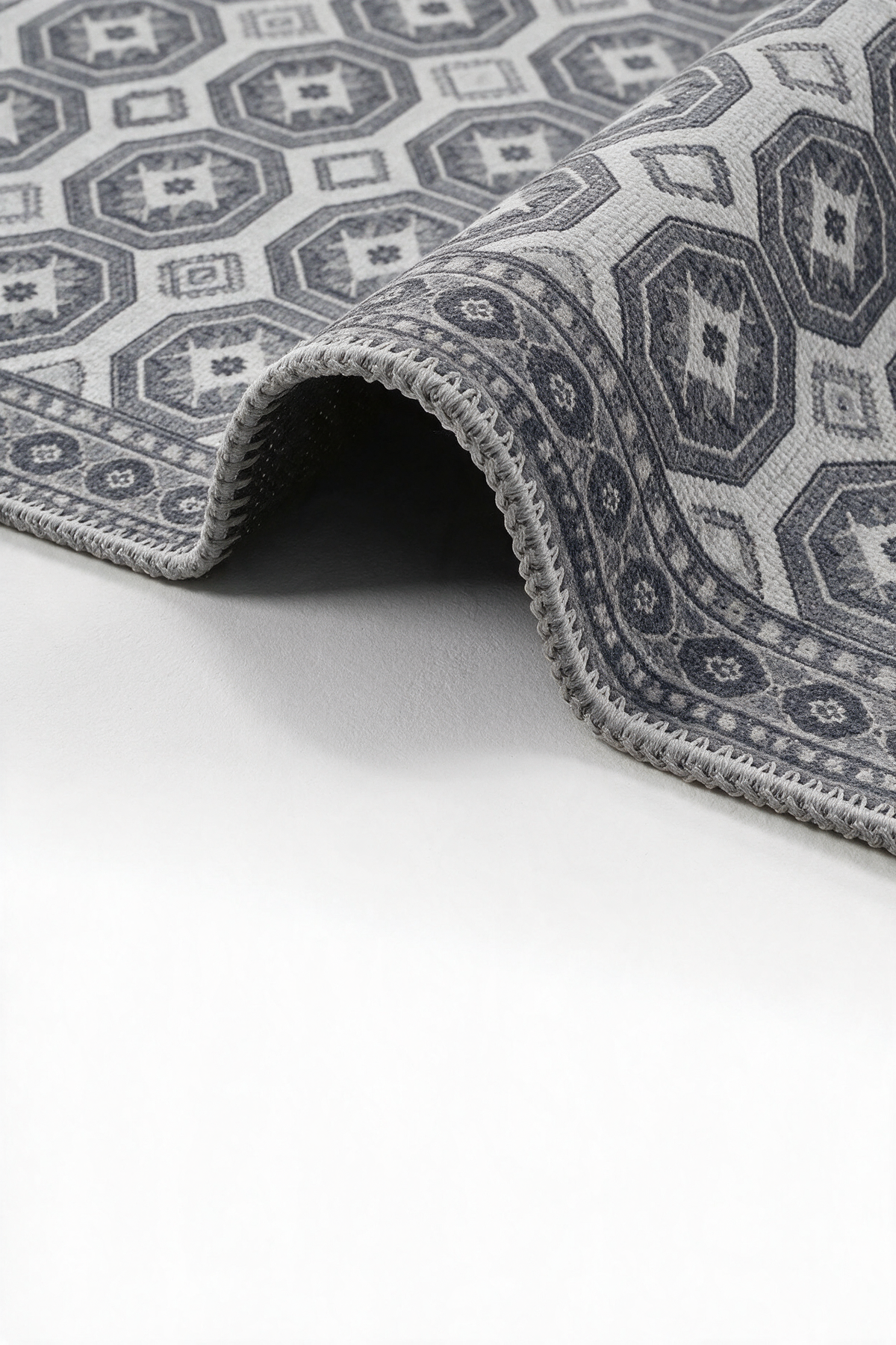 Arteluna Home Ayzen 16 Gri Antrasit Etnik Geometrik Desenli Vintage Halı