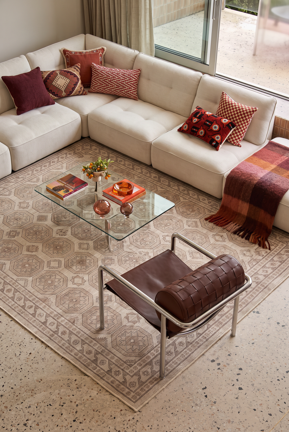 Arteluna Home Ayzen 10 Bordo Lacivert Yeşil Etnik Geometrik Desenli Vintage Halı