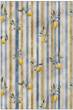 Capri 352 Çizgili Bej Limon Tasarım Modern Yıkanabilir Halı Mutfak Ev Oda Salon Oturma Odası Halısı