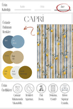 Capri 352 Çizgili Bej Limon Tasarım Modern Yıkanabilir Halı Mutfak Ev Oda Salon Oturma Odası Halısı