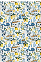 Capri 351 Blue Blanc Mavi Bej Limon Ev Tasarım Modern Yıkanabilir Halı Koridor Hol Oda Ev Halısı