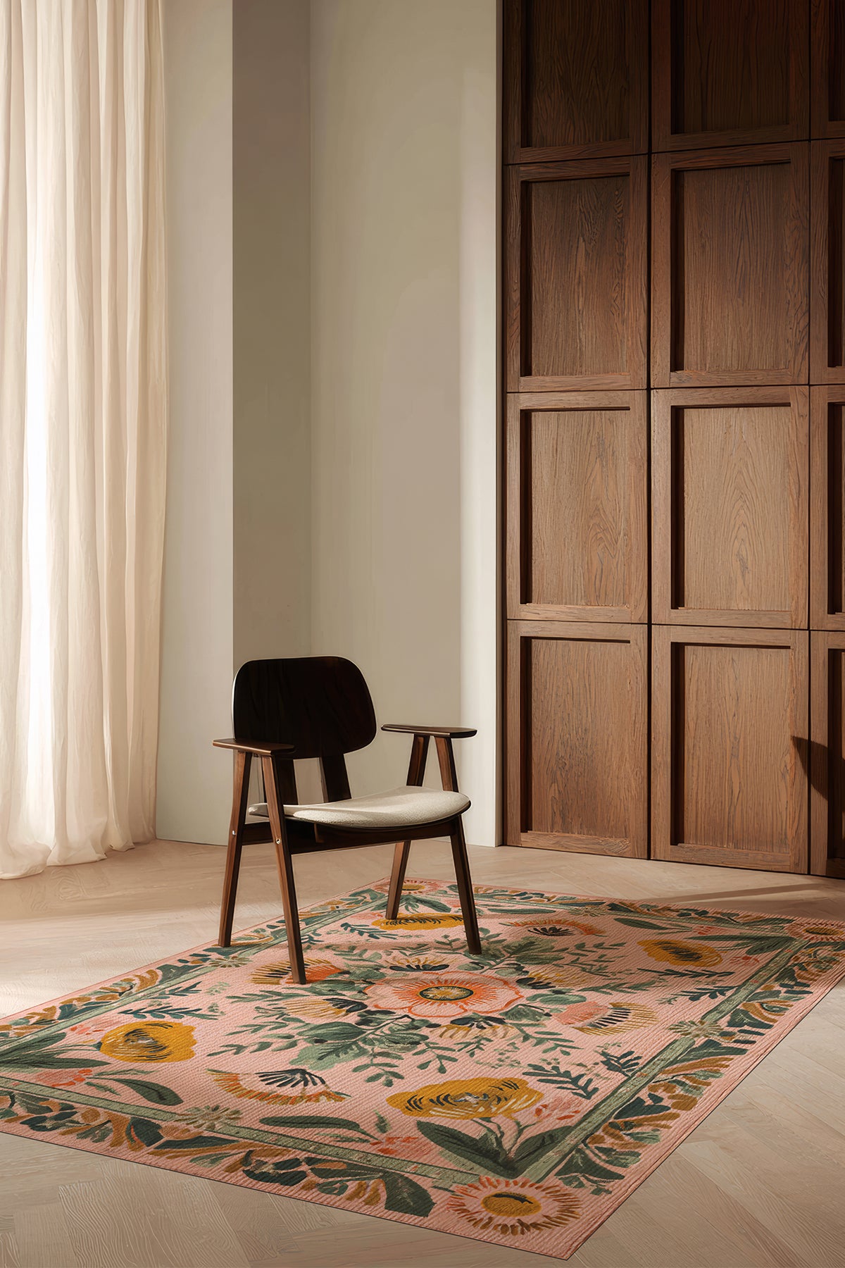 Fiora 217 Pembe Halı Pastel Tasarım Modern İnce Yazlık Halı Kilim Halı Salon Halısı Mutfak Halısı