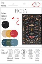 Fiora 218 Siyah Kelebekli Çiçekli Halı Tasarım Modern Oturma Odası İnce Yazlık Ev Oda Salon Halısı