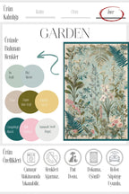 Garden 816 Mavi Yeşil Botanik Çiçekli Halı Yıkanabilir İnce Dokuma Taban Salon Oturma Odası Halısı