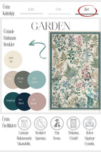 Garden 813 Bej Botanik Çiçekli Halı Yıkanabilir İnce Dokuma Taban Salon Oturma Odası Halısı