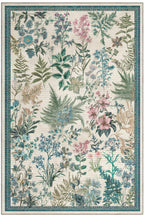 Garden 813 Bej Botanik Çiçekli Halı Yıkanabilir İnce Dokuma Taban Salon Oturma Odası Halısı