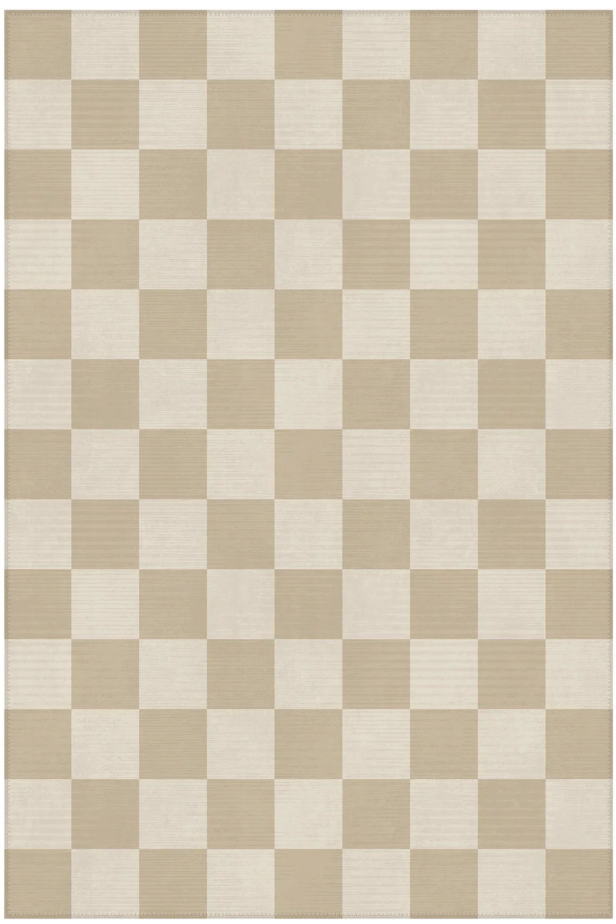 Odessa 502 Damalı Halı Bej Krem Yıkanabilir Dokuma Taban İnce Halı Oturma Odası Salon Halısı