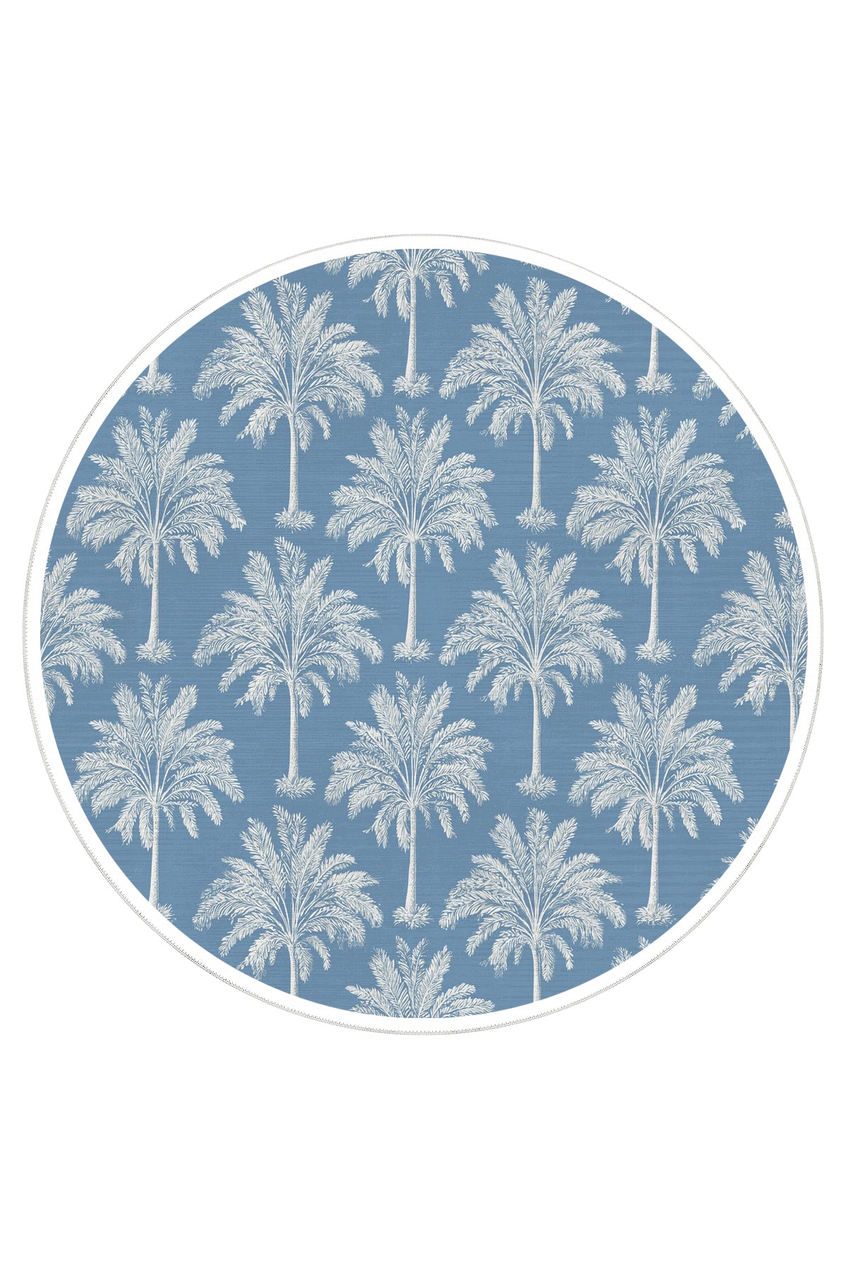 Palm 400 Mavi Beyaz Palmiye Tasarım Halı Yıkanabilir Halı Mutfak Ev Oda Salon Oturma Odası Halısı