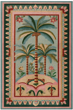 Palm 305 Bej Pembe Palmiye Desenli Modern Yıkanabilir Mutfak Ev Oda Salon Oturma Odası Halısı