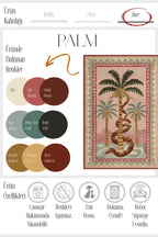 Palm 302 Bej Pembe Halı Renkli Palmiye Desenli Makinada Yıkanabilir Modern Salon Oturma Odası Halısı