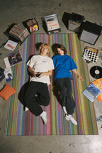 Pantone 60 Renkli Çizgili Tasarım Halı Modern Geometrik Oturma Odası İnce Yazlık Ev Oda Salon Halısı