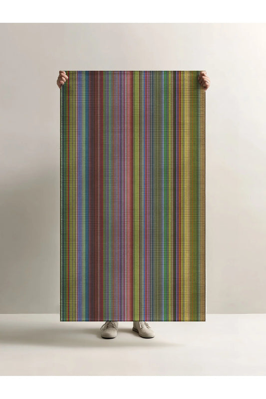 Pantone 60 Renkli Çizgili Tasarım Halı Modern Geometrik Oturma Odası İnce Yazlık Ev Oda Salon Halısı