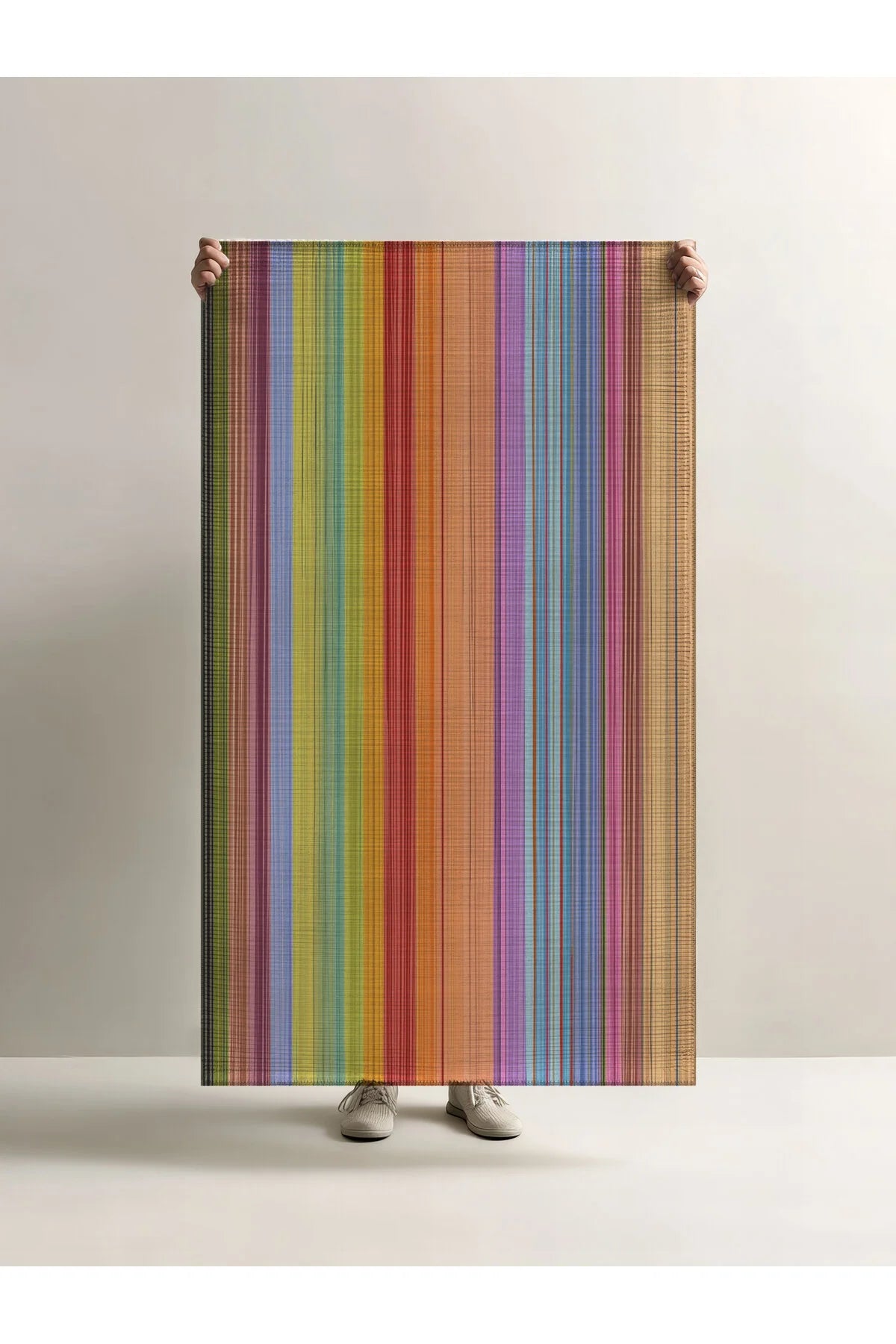 Pantone 62 Çizgili Tasarım Renkli Halı Modern Oturma Odası Yolluk İnce Yazlık Ev Oda Salon Halısı