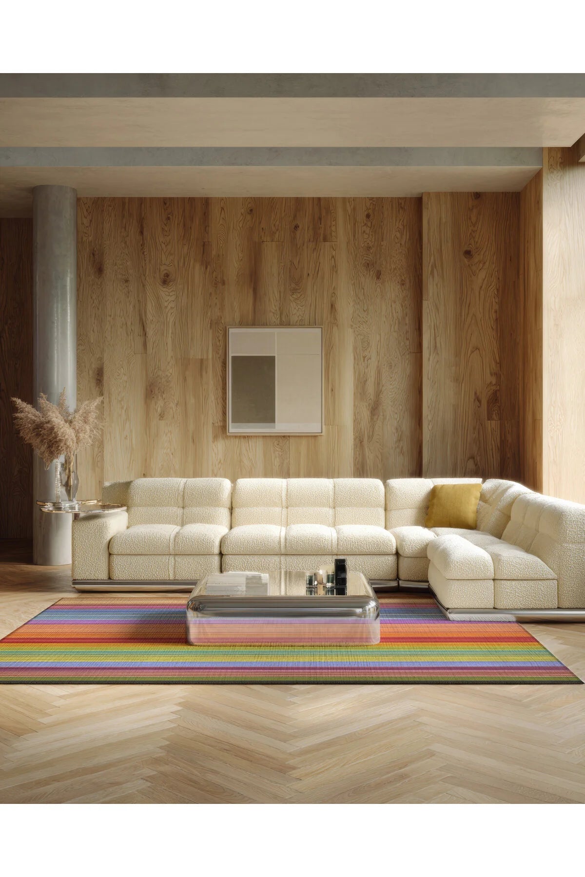 Pantone 62 Çizgili Tasarım Renkli Halı Modern Oturma Odası Yolluk İnce Yazlık Ev Oda Salon Halısı