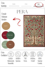Pera 219 Bej Kırmızı Nar Ağacı Tasarım Halı İnce Kilim Halı Hol Yolluk Ev Oda Salon Halısı