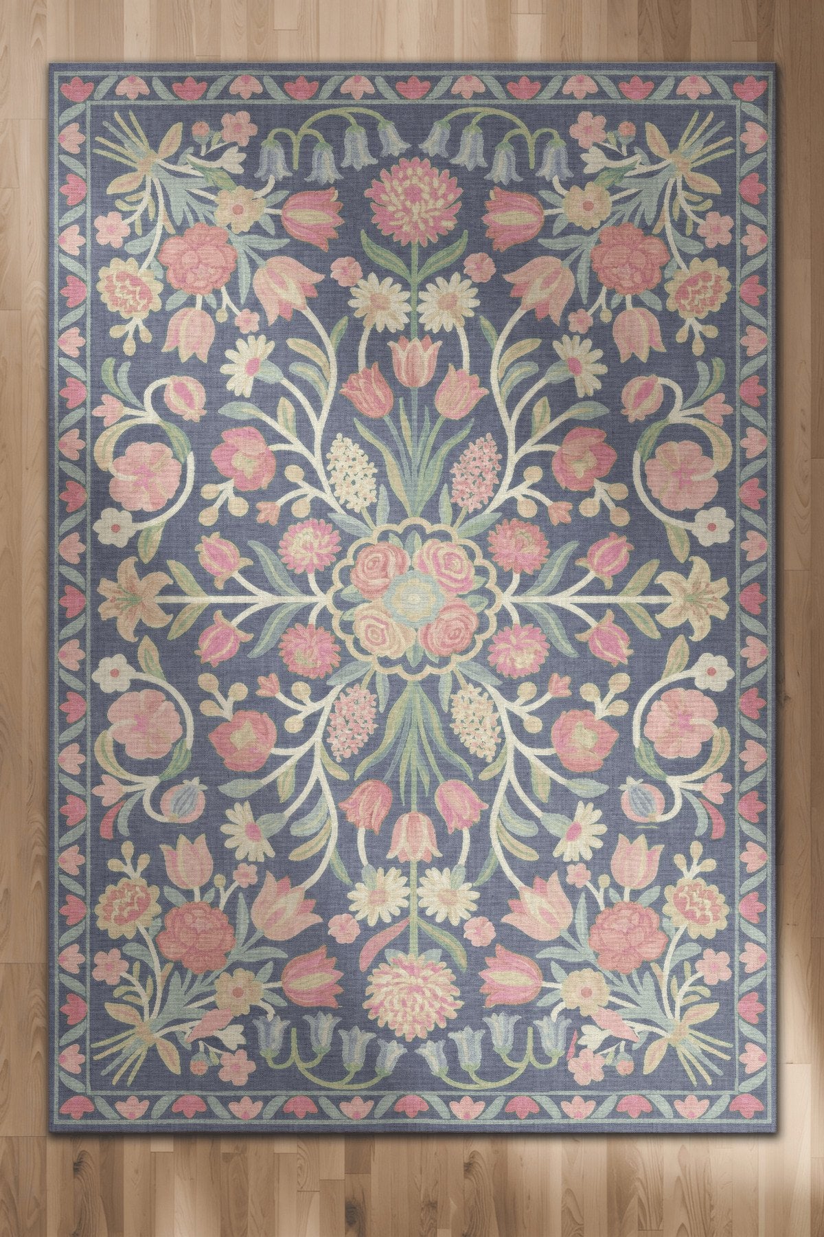 Selené 202 Açık Mor Pembe Renkli Çiçekli Tasarım Şönil Dokuma Dijital Baskı İnce Antre Ev Oda Halısı