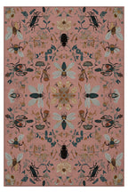 Fiora 228 Pembe Kelebek Desenli Yıkanabilir Çiçekli Halı Dokuma Taban Salon Oturma Odası Halısı